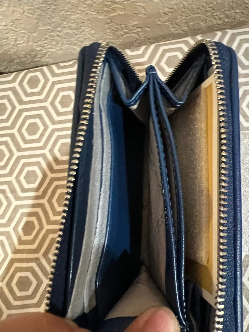 Michael Kors jet set HRI BLU MLTI sm za card case Wallet with silver Hardware